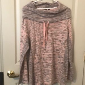 Rafaella cowl neck pink grey LS sweatshirt  VGC